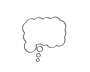 Blank thought bubble outline icon for text, ideas, and comic design. Perfect for speech balloons, brainstorming, creativity projects, and educational materials. Great for comics, doodles, 