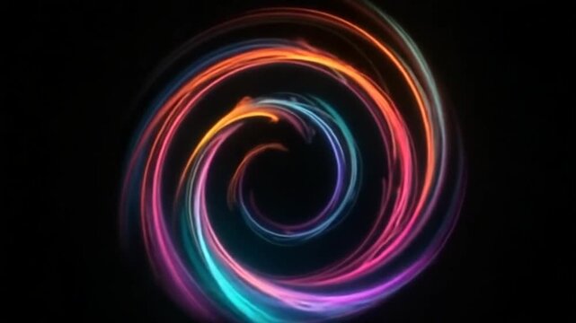 Colorful abstract spinning shape on black background
