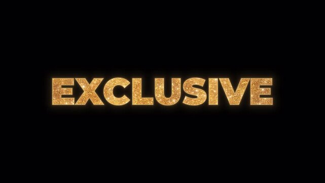 Elegant Exclusive word crafted in a luxurious golden glitter text effect. This shiny, sparkling typography is perfect for promotions and VIP events, isolated on a transparent background.