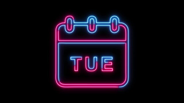 Neon Tuesday Calendar Icon Bright, Bold Design for Scheduling & Time Management