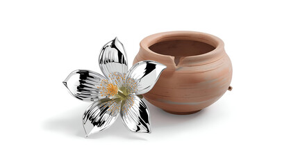 clay pot with flowers