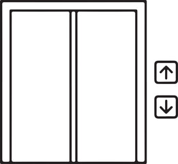 Elevator with Arrows Minimal Line Art Icon
