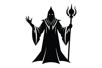 sorcerer silhouette vector icon design