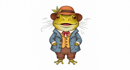 Well-Dressed Frog A Charming Illustration of a Dapper Amphibian with Stylish Attire
