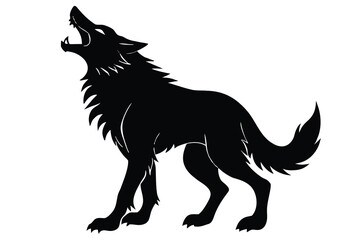 werewolf howling silhouette vector icon design