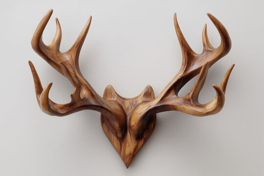  wooden wall trofee plate for reindeer horns without trophy and reindeer horns