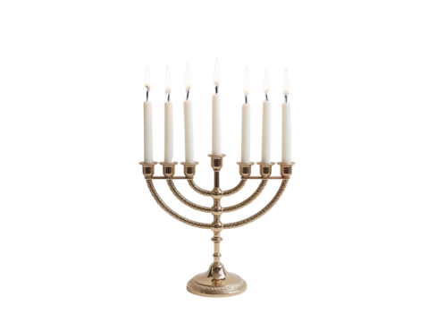 Menorah isolated on transparent or white background, png