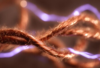 Closeup Copper Wires with Electrical Discharge.