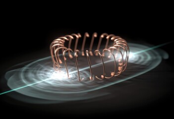 Coil of copper wire with energy field.