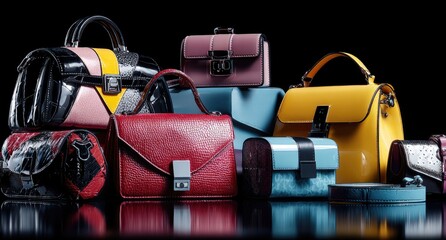 Collection of Stylish Leather Handbags in Various Colors and Designs.