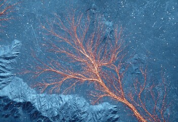 Delicate Gorgonian Coral Branch Underwater.
