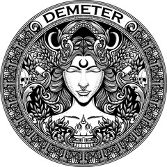 DEMETER “Greek Mythology PNG Illustration – Ancient Gods and Goddesses Symbolic Art”