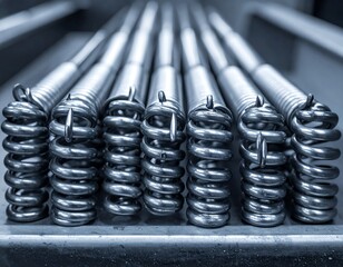 Close-up view of coiled springs