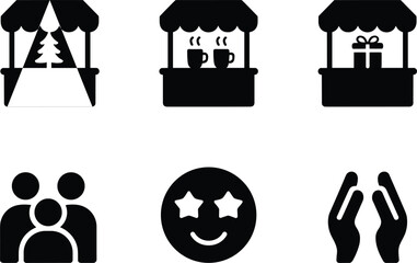 Christmas Market Stall Festive Gift Stall Hot Drink Stall People Group Star Eyes Hands illustration untitled