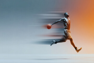 Naklejka premium Dynamic Basketball Dunk Mid-Air with Abstract Motion Blur
