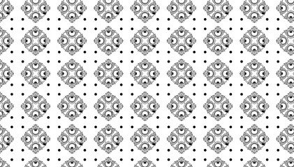 Ornamental Diamond Grid Pattern – Seamless Black & White Floral Motif for Elegant Decor