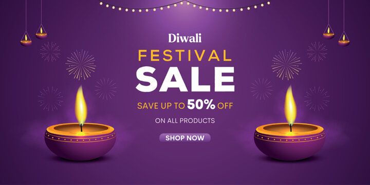 Diwali Festival Offer Discount Poster Design. Premium Luxury Advertising Logo label Design vector layered. Diwali Sale 50% Label Design Template. Creative Vector illustration.