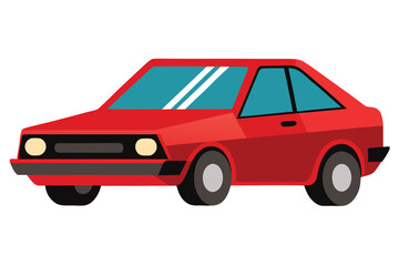 Fototapeta premium Red Cartoon Retro Car Illustration — Playful Vintage Hatchback for Kids, Family, and Travel Themes