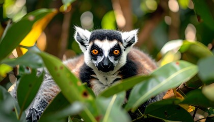 Close-up of a lemur in a jungle setting