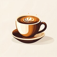 Obraz premium Artistic Illustration of Coffee A Cozy Cup for a Relaxing Moment. Coffee Cup with Artistic Cream Design