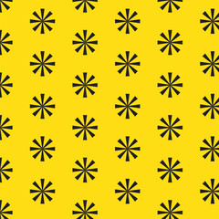 A seamless geometric pattern with flowers on a yellow background.