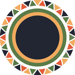 abstract background with round African pattern frame.Motif border,African ethnic culture ornament vector illustration on white background.