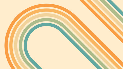 Abstract background of rainbow groovy Wavy Line design in 1970s Hippie Retro style. Vector pattern ready to use for cloth, textile, wrap and other.