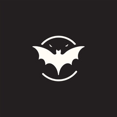 Minimalist Halloween Bat Emblem Illustration for Graphic Design