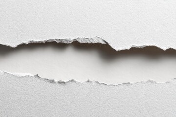 Torn paper, a horizontal tear in white paper