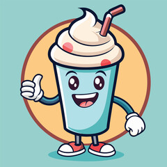  design logo vector cartoon illustration icon mascot ice cream milkshake