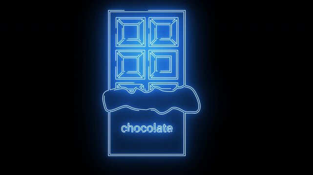 chocolate bar icon with neon glowing effect
