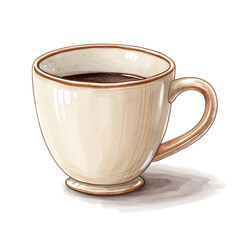 A ceramic coffee cup isolated on white background, perfect for serving hot beverages like coffee
