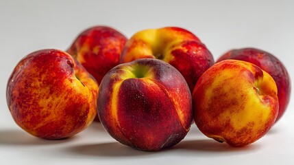 Obraz premium Juicy colorful peaches resting on a blank background