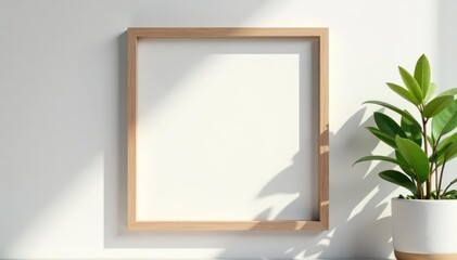 Blank instant photo frame, strong cast shadow, copy space, graphic, picture