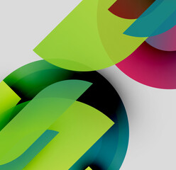 Abstract composition. Overlapping shapes, vibrant colors, dynamic gradients create modern visual experience. Minimalist design.