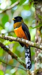 Fototapeta premium Close-up of a colorful bird perched on a branch