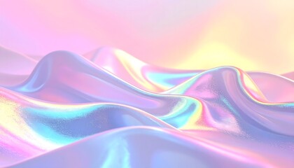 Fototapeta premium Iridescent Wavy Surface: Abstract Holographic Texture with Pearl Shimmer