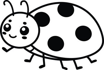 Cute ladybug illustration simple hand drawn insect art for kids vector