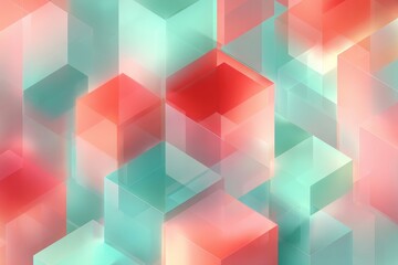 A vibrant arrangement of translucent cubes in soft, pastel tones creates a dynamic and visually engaging abstract design.