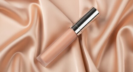 Naklejka premium Liquid Concealer Tube Resting on Silky Fabric