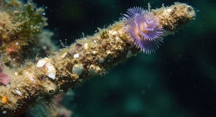 Obraz premium Purple sea slug on underwater structure