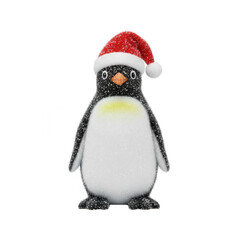 Fototapeta premium Festive Penguin with Santa Hat, Sparkling Christmas Decoration