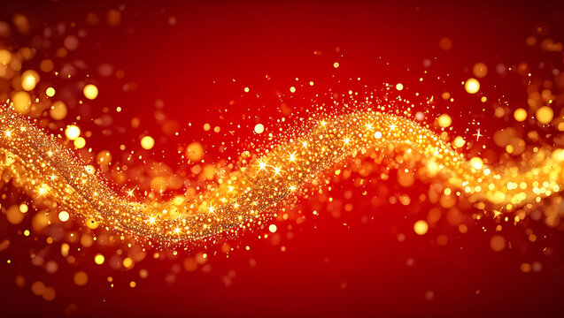 Festive Red and Gold Sparkle Background with Bokeh Lights for Celebrations and Holiday Season Creative Designs