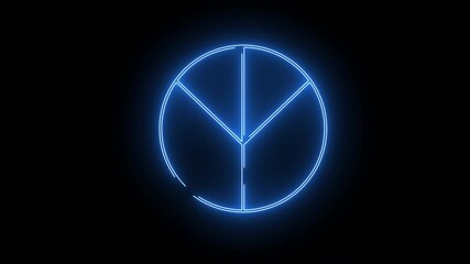 peace logo icon with neon glowing effect