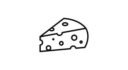 Simple black and white line drawing of a wedge of swiss cheese