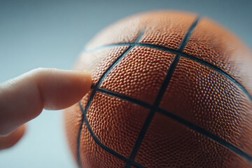 Elegant Close-Up of Basketball Spinning on Finger with Motion Blur