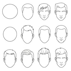 set of funny cartoon faces