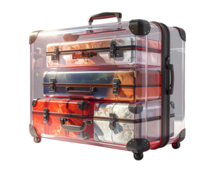  Luxury Transparent Luggage Display with Nested Suitcases