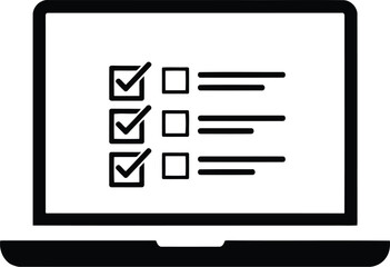 Digital survey checklist laptop screen task management online form completion vector