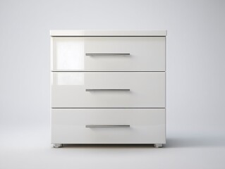 High resolution photo of elegant white chest of drawers isolated on white background for home decor